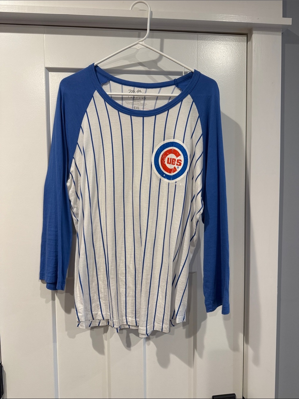Cubs Stripe Raglan Jersey Top in Blue and White